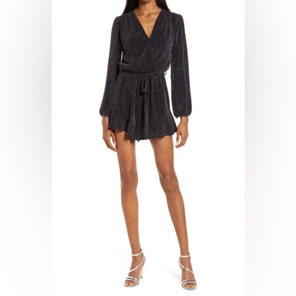 Metallic Long Sleeve Knit‎ Romper,